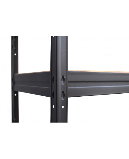 1560 METALNA POLICA S DRVENOM PODLOGOM 180x90x40cm 5 PREGRADA crna konstrukcija