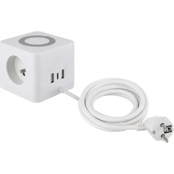 PRODUŽNI KABEL KOCKA S UTIČNICOM I USB PUNJAČEM, 1,4M