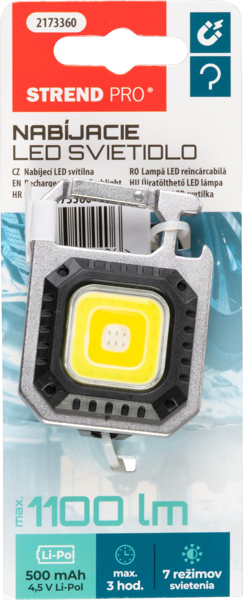 ST2173360 SVJETILJKA RADNA LED 1100 LM, MAGNET, S KOPČOM, USB PUNJENJE, SELL BOX 10/1