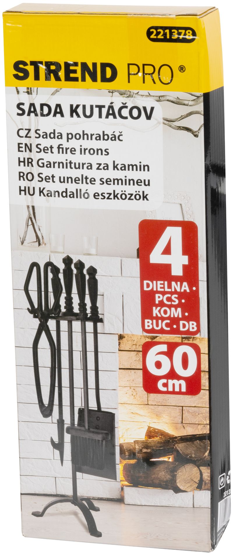 ST221378 SET ZA KAMIN 4/1 ŽELJEZNI CRNI, 60 CM