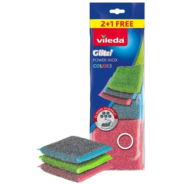 ST253910 VILEDA 2+1 POWER INOX COLORS ŽIČANE KRPE