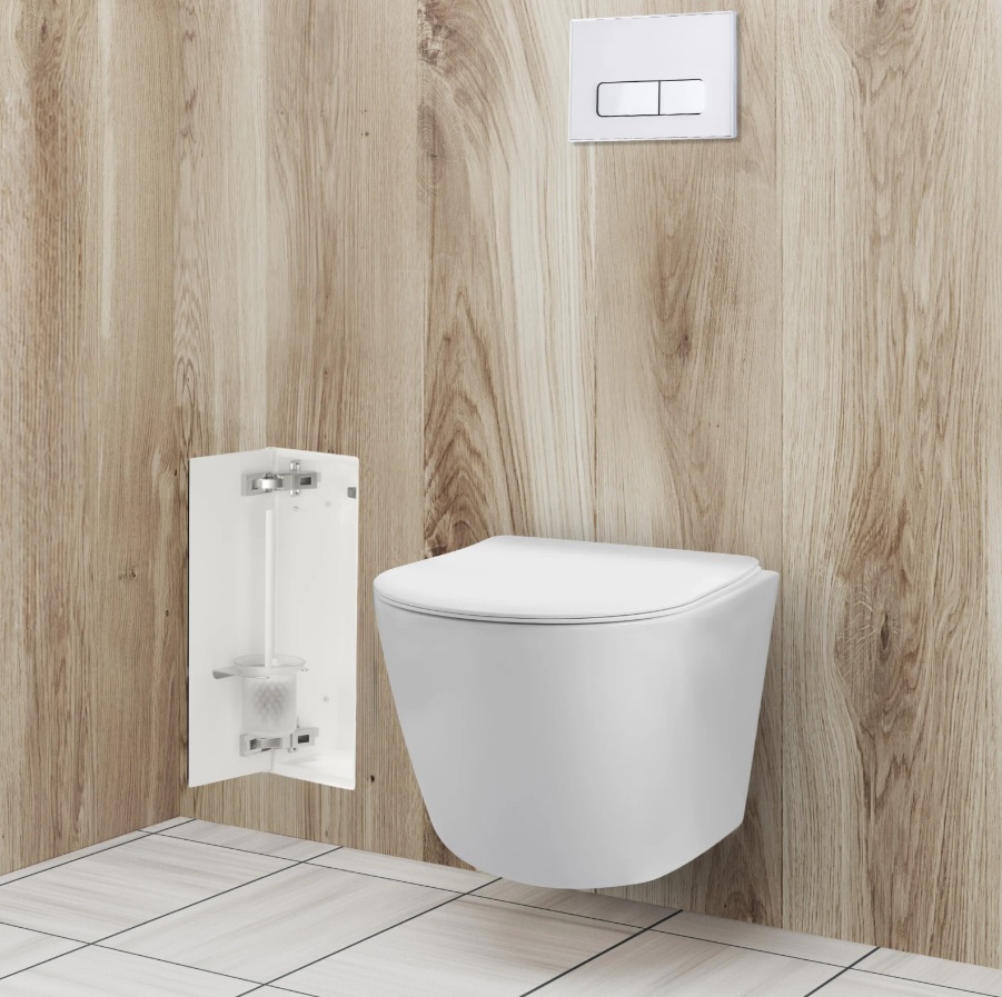 81711 BALNEO UGRADNI DRŽAČ WC ČETKE, BIJELO STAKLO