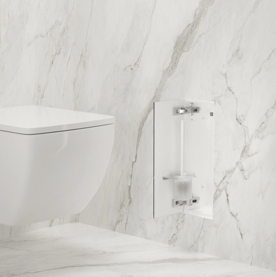 81711 BALNEO UGRADNI DRŽAČ WC ČETKE, BIJELO STAKLO