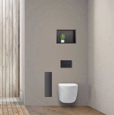 81728 BALNEO UGRADNI DRŽAČ WC ČETKE, CRNO STAKLO