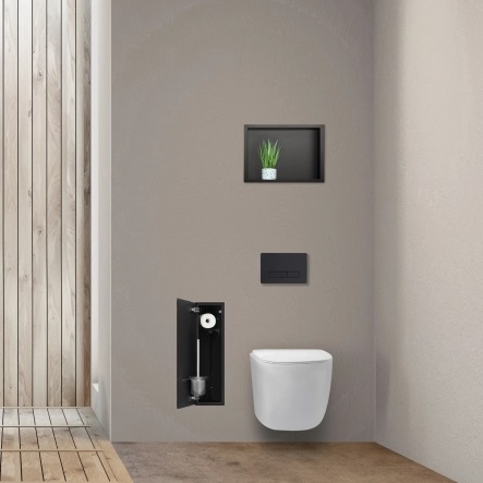 81728 BALNEO UGRADNI DRŽAČ WC ČETKE, CRNO STAKLO