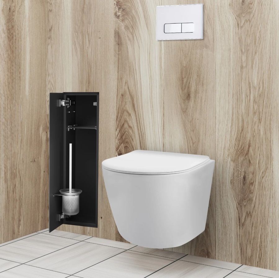 81728 BALNEO UGRADNI DRŽAČ WC ČETKE, CRNO STAKLO