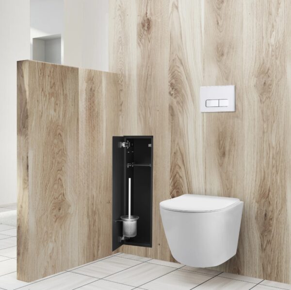 81728 BALNEO UGRADNI DRŽAČ WC ČETKE, CRNO STAKLO