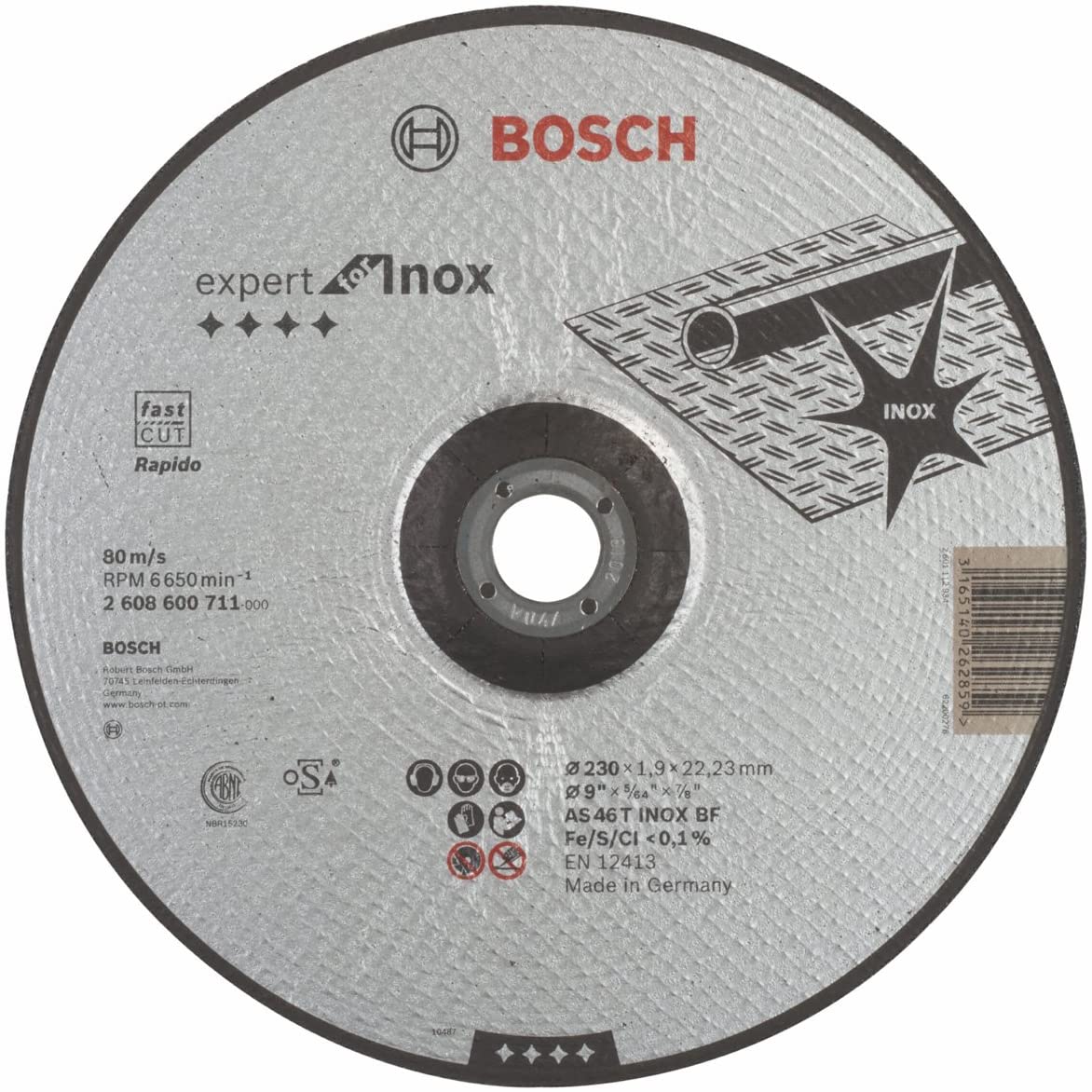 2608601514 BOSCH REZNA PLOČA 230X1,9X22 INOX
