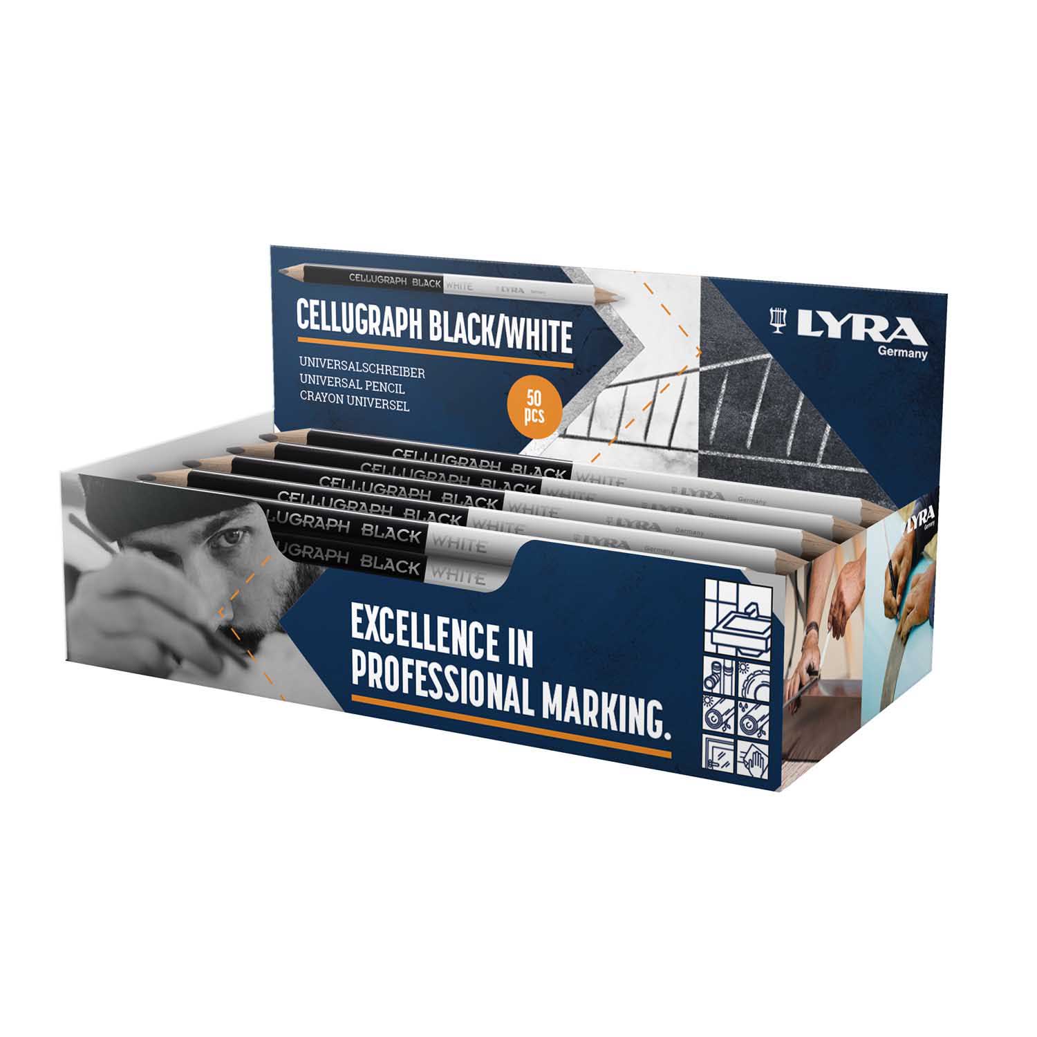 L1940204 LYRA UNIVERZALNA OLOVKA OBOSTRANA CRNO-BIJELA 240MM 2B 50/1