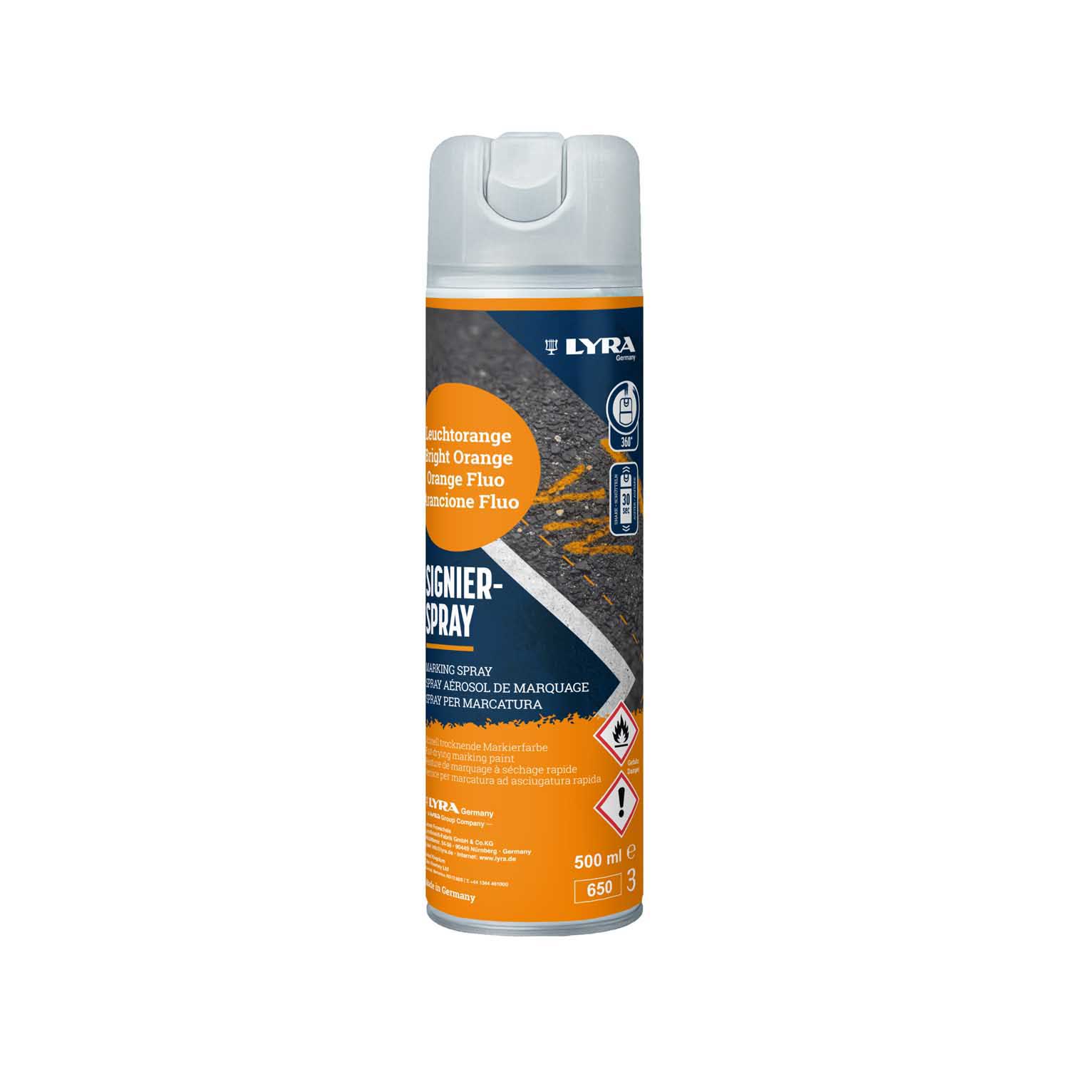 L4180313 LYRA SPREJ ZA OZNAČAVANJE 500 ML FLUORESCENTNO NARANČASTI 12/1