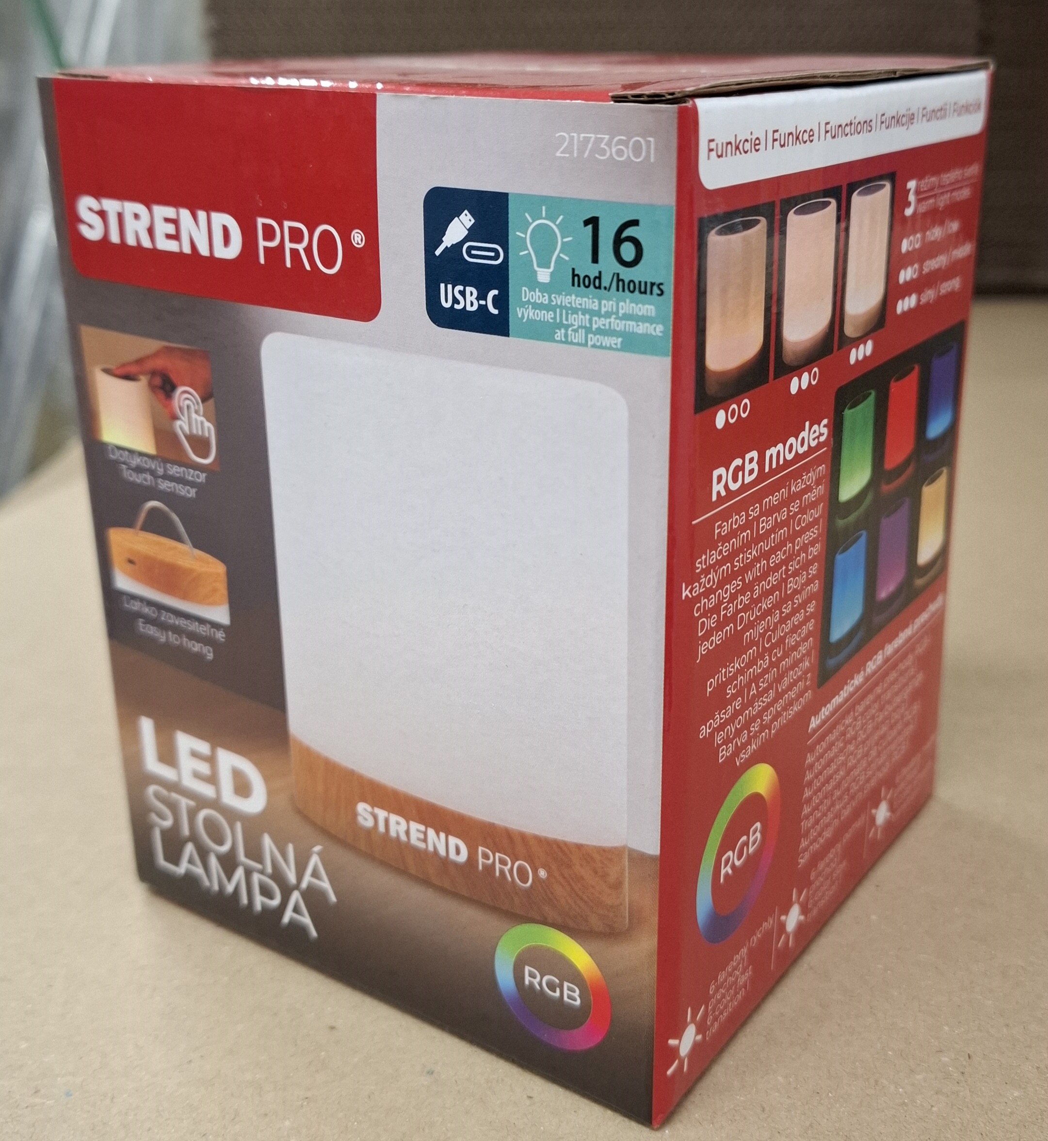 ST2173601 STOLNA LAMPA USB, IZBOR INTENZITETA I BOJE SVJETLA S KUKOM ZA VJEŠANJE