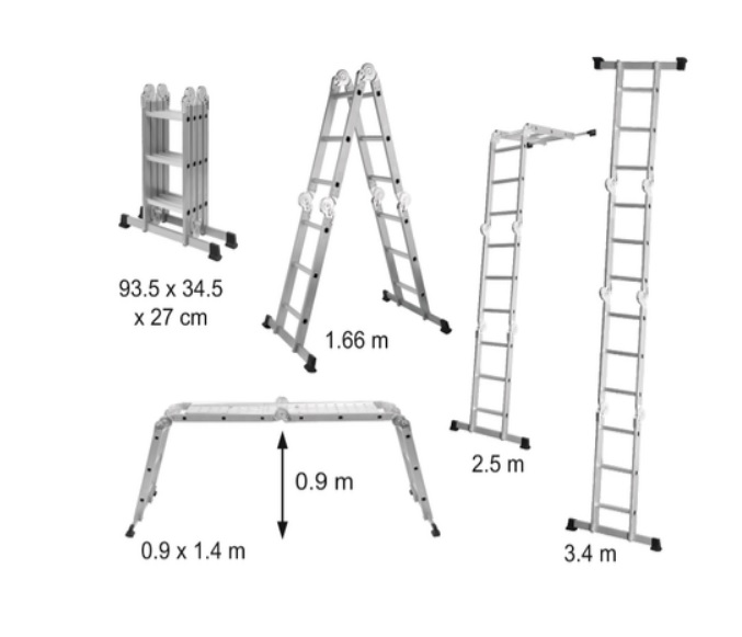 T17704 LJESTVE AL. MULTIFUNKCIONALNE 4X3 150kg NOSIVOSTI
