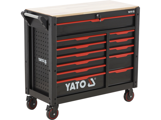 TYT-09005 KOLICA ZA ALAT S DRVENOM RADNOM PLOČOM, 12 LADICA 1125X100X480mm