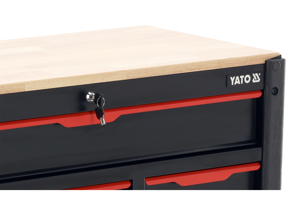 TYT-09005 KOLICA ZA ALAT S DRVENOM RADNOM PLOČOM, 12 LADICA 1125X100X480mm