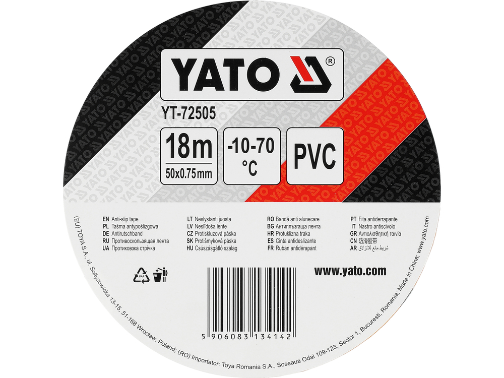 TYT-72505 TRAKA PROTUKLIZNA SAMOLJEPLJIVA ŽUTO/CRNA 50MM X18M