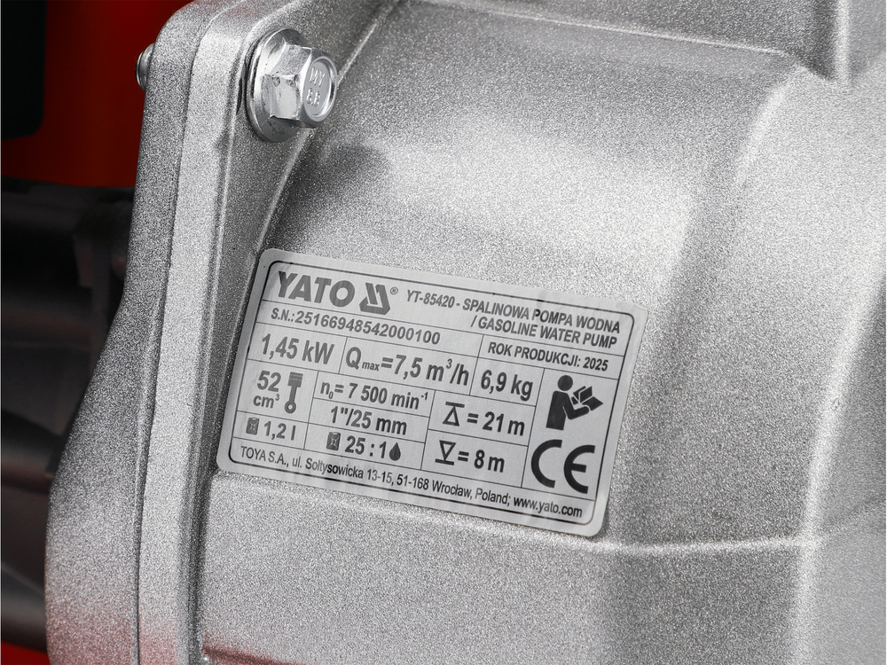 TYT-85420 MOTORNA PUMPA ZA VODU 1,45kW  1" 7,5m3/h