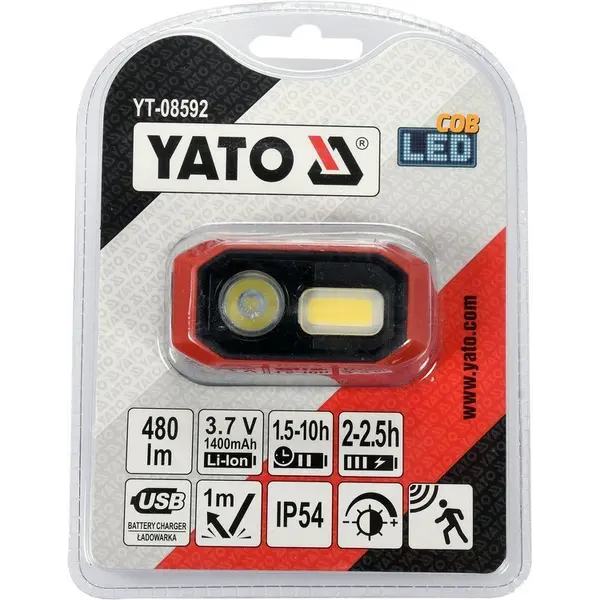 TYT-08592 SVJETILJKA NAGLAVNA COB LED  3,7V 1400mAh 480lm IP 54