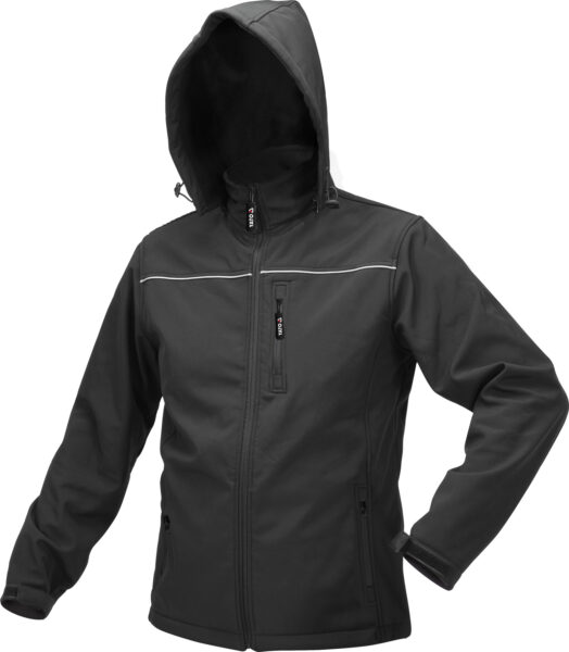 JAKNA SOFTSHELL CRNA S KAPULJAČOM "XL" 320g/m2 TPU